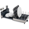 image:imageJoseph Joseph Extend Steel Plus Extendable Dish Rack Steel Small to Large Dish Drainer with Wine Glass Holder amp Drain Spout BlackGray
