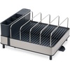 image:imageJoseph Joseph Extend Steel Plus Extendable Dish Rack Steel Small to Large Dish Drainer with Wine Glass Holder amp Drain Spout BlackGray
