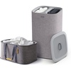 image:imageJoseph Joseph Laundry 2 piece set  HoldAll 35L92 Gallon collapsible Washing Basket and Tota 60L158 Laundry Separation Hamper with 2 removeable bags  Gray