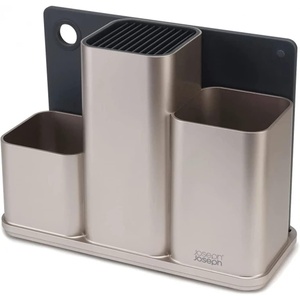 image:imageJoseph Joseph CounterStore Kitchen Utensil Holder Knife Block and Cutting Board Set Stainless Steel2 Piece Set