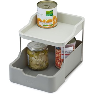 image:imageJoseph Joseph Duo 2tier Cupboard Organiser with Drawer Kitchen and Storage Organiser for Spices Packets and Cans GreyGrey