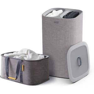 image:imageJoseph Joseph Laundry 2 piece set  HoldAll 35L92 Gallon collapsible Washing Basket and Tota 60L158 Laundry Separation Hamper with 2 removeable bags  Gray
