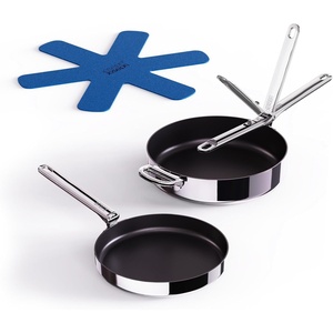 image:imageJoseph Joseph Space Steel 2Piece Nonstick StainlessSteel Frying Pan Skillet Set Nesting with Folding Handles Induction amp Oven Safe2pc