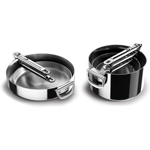 image:imageJoseph Joseph Space Steel 2Piece Nonstick StainlessSteel Frying Pan Skillet Set Nesting with Folding Handles Induction amp Oven Safe8pc