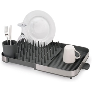 image:imageJoseph Joseph Duo Expanding Dish Drying Rack with Removable Silverware Holder Draining Spout Stainless SteelStainless Steel