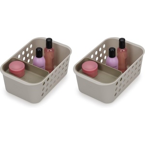 image:imageJoseph Joseph EasyStore  Bathroom essentials Storage Basket Organiser with Moveable tray Ecru Small1 Count Pack of 2