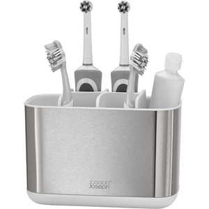 image:imageJoseph Joseph EasyStore  Toothbrush and Toothpaste Holder Caddy Bathroom Storage Countertop Organizer Large GreyWhiteStainless Steel