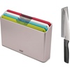 image:imageJoseph Joseph Folio Icon 4Piece Multi Colour coded Cutting Board Set with Japanese Stainless Steel Knife Slimline case for organized Kitchen storage SilverSilver