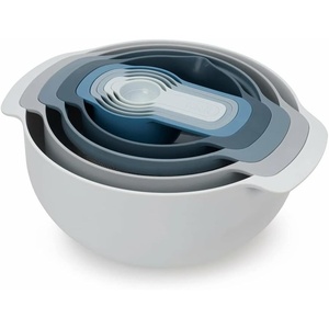 image:imageJoseph Joseph Nest 9 Plus 9 Piece Compact Food Preparation Set with Mixing Bowls Measuring Cups Sieve and Colander Stainless SteelBlue