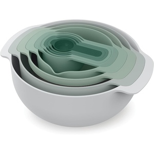 image:imageJoseph Joseph Nest 9 Plus 9 Piece Compact Food Preparation Set with Mixing Bowls Measuring Cups Sieve and Colander Stainless SteelGreen