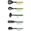 image:imageJoseph Joseph Duo 5Piece Utensil Set with Integrated Tool Rests Vibrant Set with Solid amp Slotted Spoons Turners and Ladle Hygienic Design HeatResistant Perfect for Hanging StorageOpal