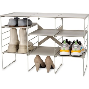 image:imageJoseph Joseph Level Adjustable Tier Free Standing Shoe Rack Organizer storage Durable Shelves and Sturdy Steel Frame holds 12 pairsTriple